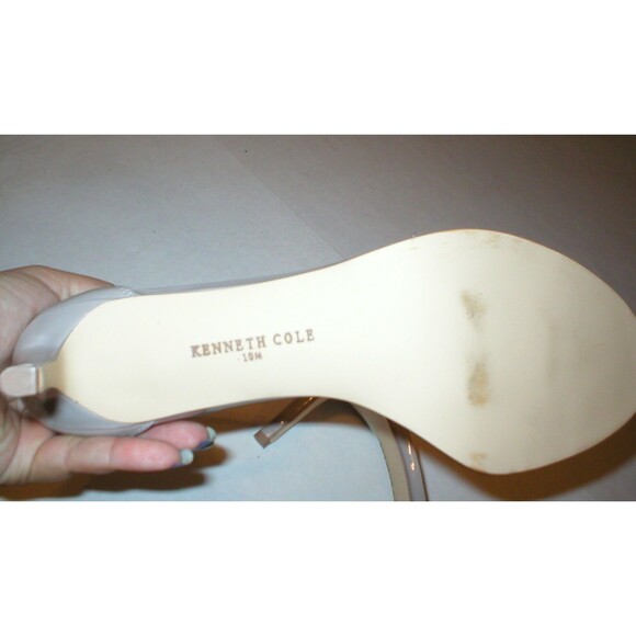 New Womens Kenneth Cole Sandals Heels Beige Nude Dress Work Shoes Patent 10 Open - Picture 7 of 7